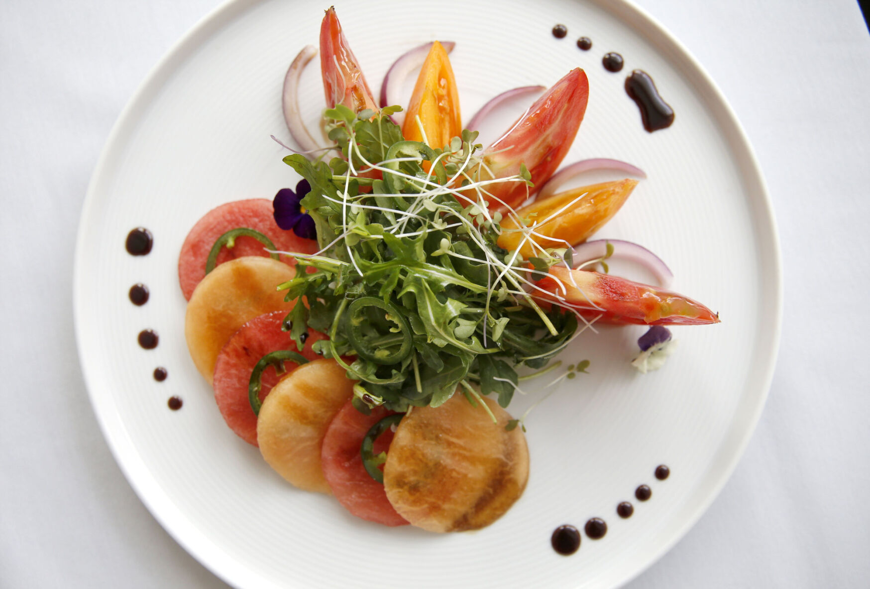 Watermelon garden salad at Harvest